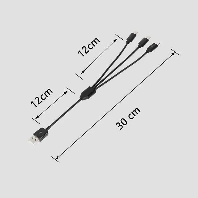 Alt view image 5 of 7 - USB Type C Splitter Charging Cable,1ft 3 in 1 Multi Charging Cable, USB A to 3 x USB Type C Y Splitter Data Snyc Cord(0.3m-3 USB C, Black)