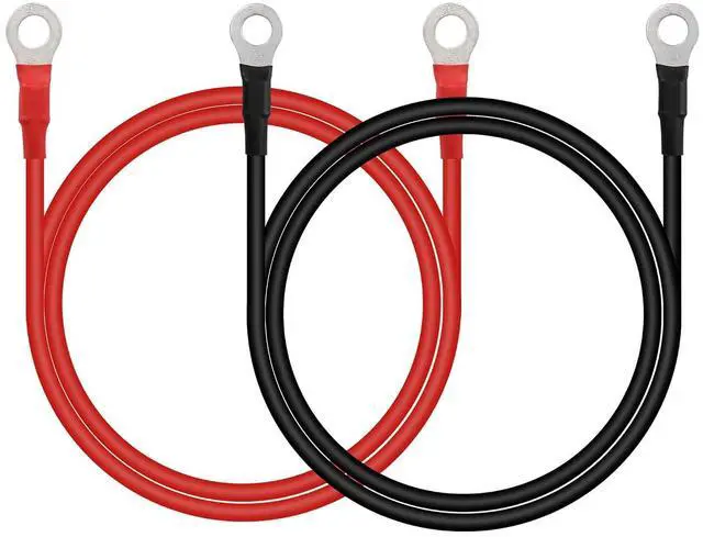 Main image of 3.3FT 12V/24V Battery Ring Terminal Connectors Cable,1 Pair M8 10AWG Car Battery Cable for Automotive, Marine, Solar,Solar,RV,Motorcycle