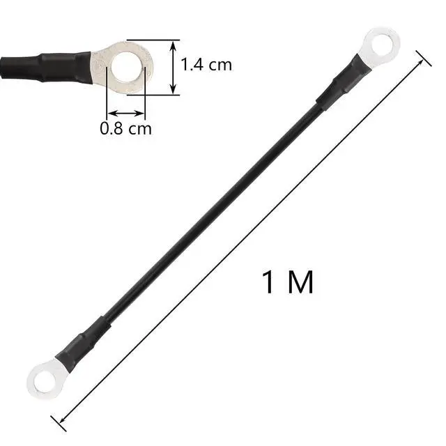 Alt view image 5 of 5 - 3.3FT 12V/24V Battery Ring Terminal Connectors Cable,1 Pair M8 10AWG Car Battery Cable for Automotive, Marine, Solar,Solar,RV,Motorcycle
