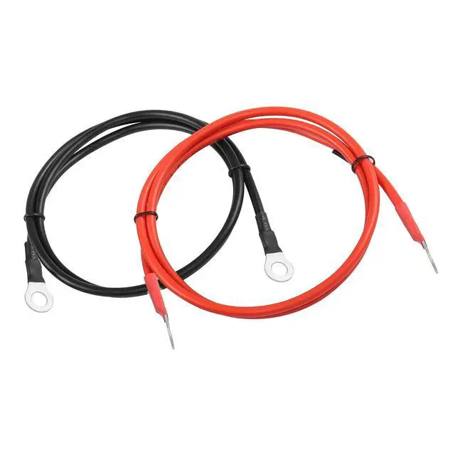 Alt view image 4 of 5 - 3.3FT 12V/24V Battery Ring Terminal Connectors Cable,1 Pair M8 10AWG Car Battery Cable for Automotive, Marine, Solar,Solar,RV,Motorcycle