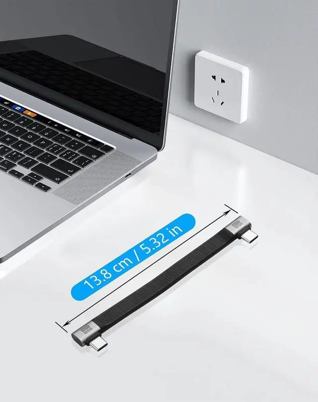 Alt view image 7 of 7 - USB C to USB C Short Cable 5 inch, 240W PD Fast Charging 80Gbps Data Transfer, Thunderbolt 5 USB 4.0 Cable with 90 Degree Right Angle, 8K@60Hz Video Display Type C Cord