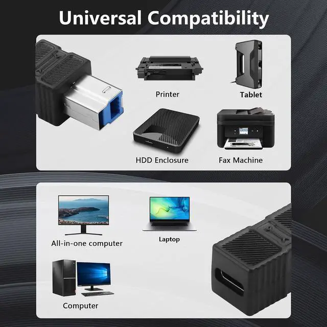 Alt view image 2 of 7 - USB 3.0 Type C Female to Type B Male Connector Adapter 5Gbps USB3.0 C to B Printer Converter for Printer, Scanner, External Hard Drive - 2Pack