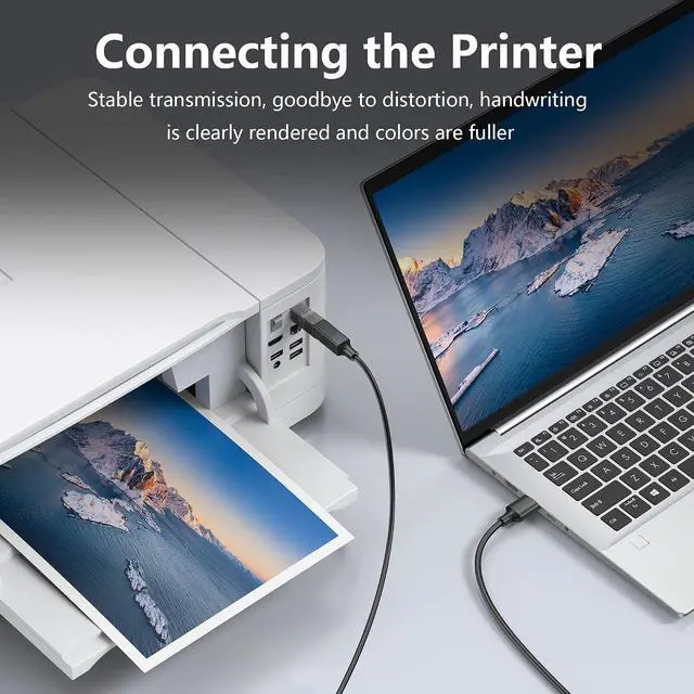 Alt view image 5 of 7 - USB 3.0 Type C Male to Type B Male Connector Adapter 5Gbps USB3.0 C to B Printer Converter for Printer, Scanner, External Hard Drive - 2Pack