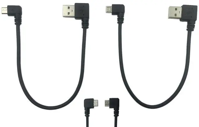 Main image of 9Inch Micro USB Cable Combo Left & Right Angle Micro USB 5 Pin Male to USB 2.0 Type A Left Angle Male Data Sync and Charge Cable (Black)(2-Pack) L