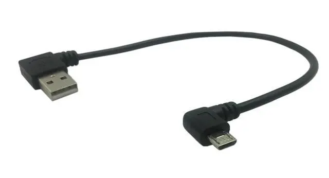 Alt view image 2 of 6 - 9Inch Micro USB Cable Combo Left & Right Angle Micro USB 5 Pin Male to USB 2.0 Type A Left Angle Male Data Sync and Charge Cable (Black)(2-Pack) L