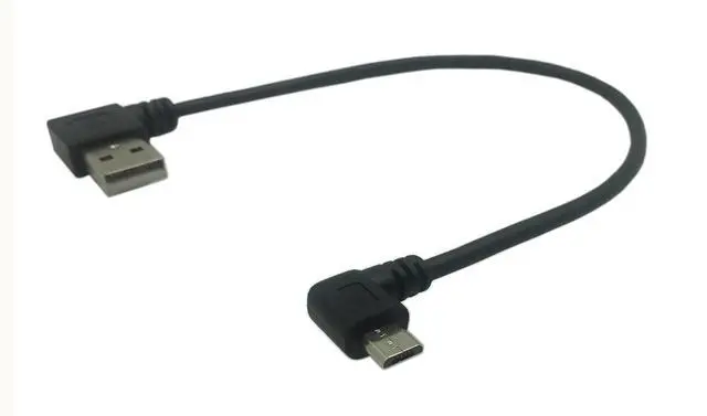Alt view image 3 of 6 - 9Inch Micro USB Cable Combo Left & Right Angle Micro USB 5 Pin Male to USB 2.0 Type A Left Angle Male Data Sync and Charge Cable (Black)(2-Pack) L