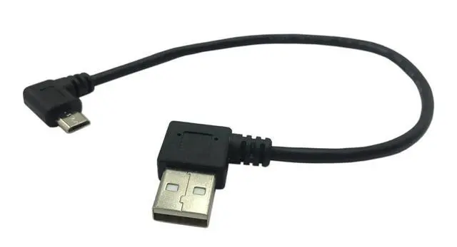 Alt view image 3 of 6 - 9Inch Micro USB Cable Combo Left & Right Angle Micro USB 5 Pin Male to USB 2.0 Type A Right Angle Male Data Sync and Charge Cable (Black)(2-Pack) R