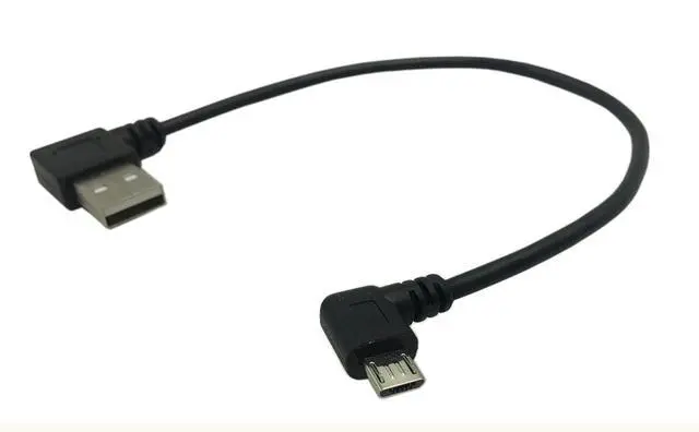 Alt view image 2 of 6 - 9Inch Micro USB Cable Combo Left & Right Angle Micro USB 5 Pin Male to USB 2.0 Type A Right Angle Male Data Sync and Charge Cable (Black)(2-Pack) R