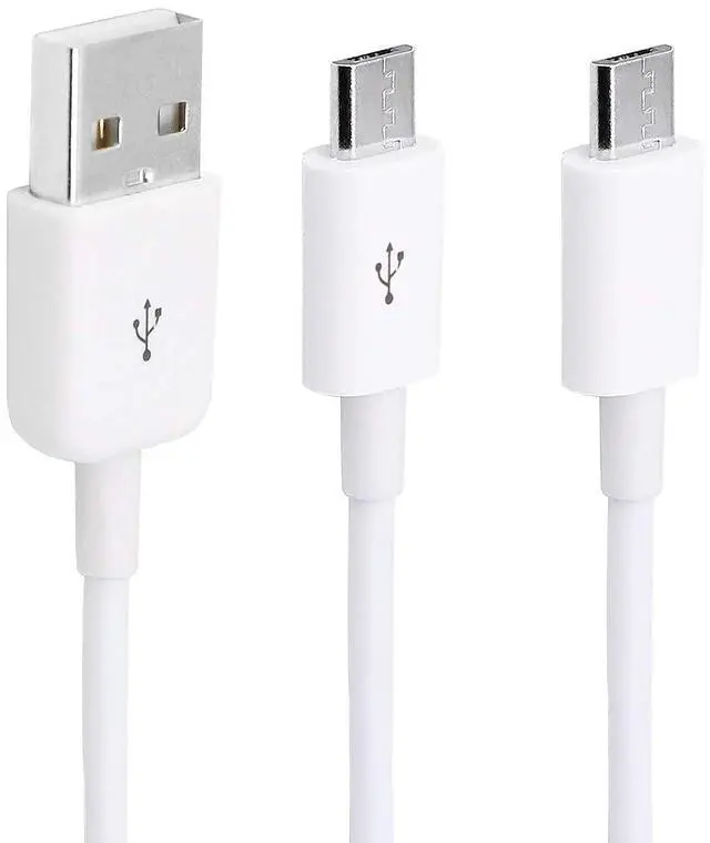 Main image of 3Ft USB 2.0 Type A Male to 2 Micro USB Male Splitter Y Data Charge Connector Adapter Cable (White)