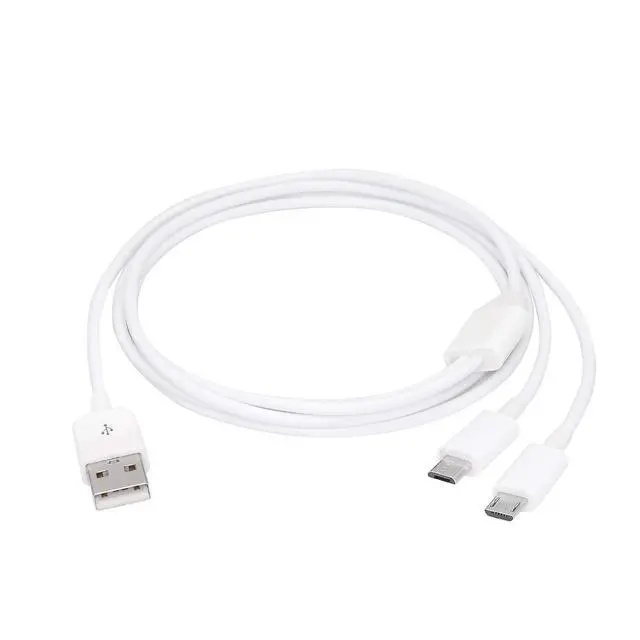 Alt view image 3 of 7 - 3Ft USB 2.0 Type A Male to 2 Micro USB Male Splitter Y Data Charge Connector Adapter Cable (White)