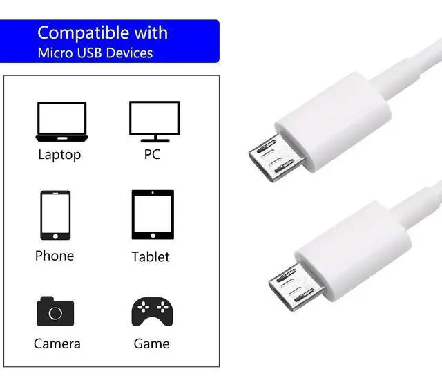 Alt view image 7 of 7 - 3Ft USB 2.0 Type A Male to 2 Micro USB Male Splitter Y Data Charge Connector Adapter Cable (White)