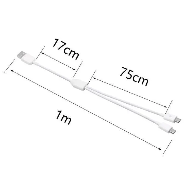 Alt view image 6 of 7 - 3Ft USB 2.0 Type A Male to 2 Micro USB Male Splitter Y Data Charge Connector Adapter Cable (White)