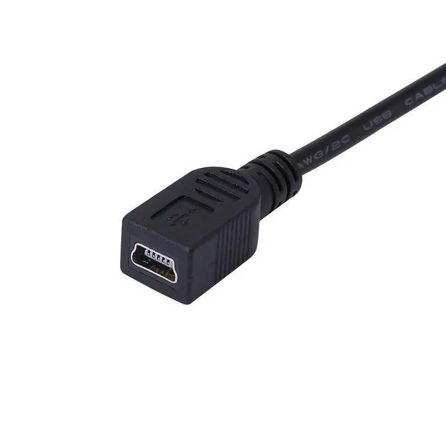 Alt view image 3 of 5 - 9Inch Mini USB Cable Combo Mini USB Female to Right Angle & Left Angle Male Data Sync and Charge Extension Cable (Black)(2-Pack) RL