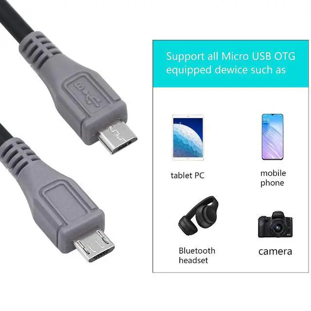 Alt view image 7 of 7 - USB Micro Male to Micro Male OTG Adapter Cable (1m)