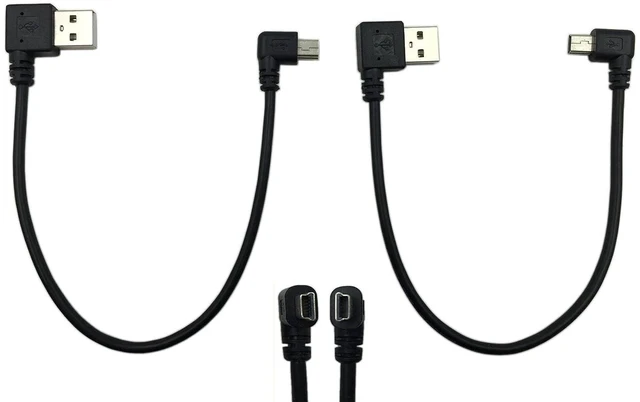 Main image of 9Inch Mini USB Cable Combo Mini USB Right Angle & Left Angle Male to USB Type A