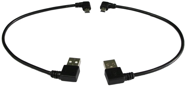 Alt view image 2 of 5 - 9Inch Mini USB Cable Combo Mini USB Right Angle & Left Angle Male to USB Type A