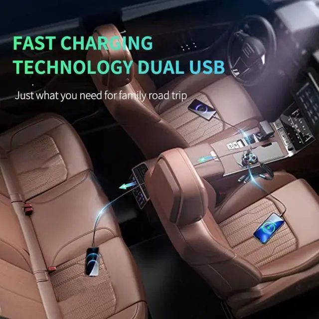 Alt view image 6 of 7 - Car BT5.0 FM Transmitter Wireless Audio Receiver Car MP3 Player 25W PD Fast Charge with Apple Type-C Port Charging Cable
