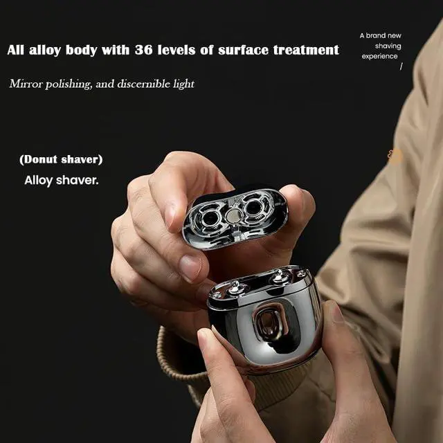 Alt view image 2 of 7 - Donut Electric Men Rotary Shaver Portable Razor Rechargeable Men's Electric Cordless Wet&Dry Waterproof Mini Shaver Travel (Red)