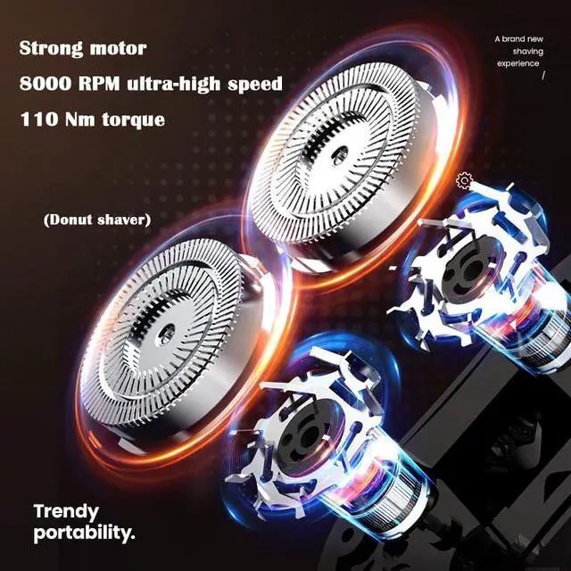 Alt view image 3 of 7 - Donut Electric Men Rotary Shaver Portable Razor Rechargeable Men's Electric Cordless Wet&Dry Waterproof Mini Shaver Travel (Red)