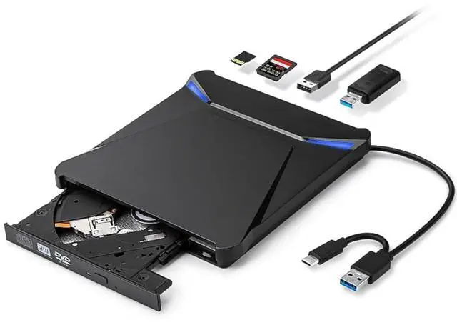 Main image of External CD/DVD Drive for Laptop, USB 3.0 Type C DVD Player Portable CD/DVD Burner, CD ROM External DVD Optical Drive Compatible with Laptop Desktop PC Windows 11/10/8/7 Linux OS