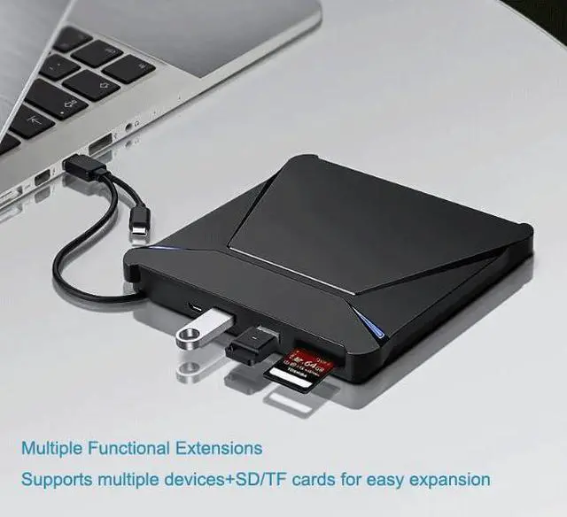 Alt view image 7 of 7 - External CD/DVD Drive for Laptop, USB 3.0 Type C DVD Player Portable CD/DVD Burner, CD ROM External DVD Optical Drive Compatible with Laptop Desktop PC Windows 11/10/8/7 Linux OS