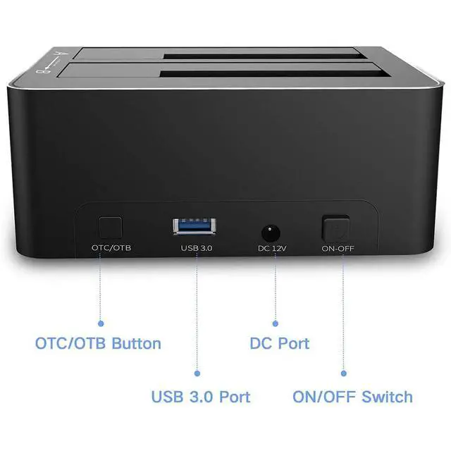 Alt view image 2 of 7 - SSD 2.5/3.5 inch HDD Enclosure Hard Drive Card Reader Aluminum External SATA IDE SSD HDD Docking Station Dual Bay Offline Clone with 2 *USB 3.0 Hub SD/CF Support 2 * 16TB Max