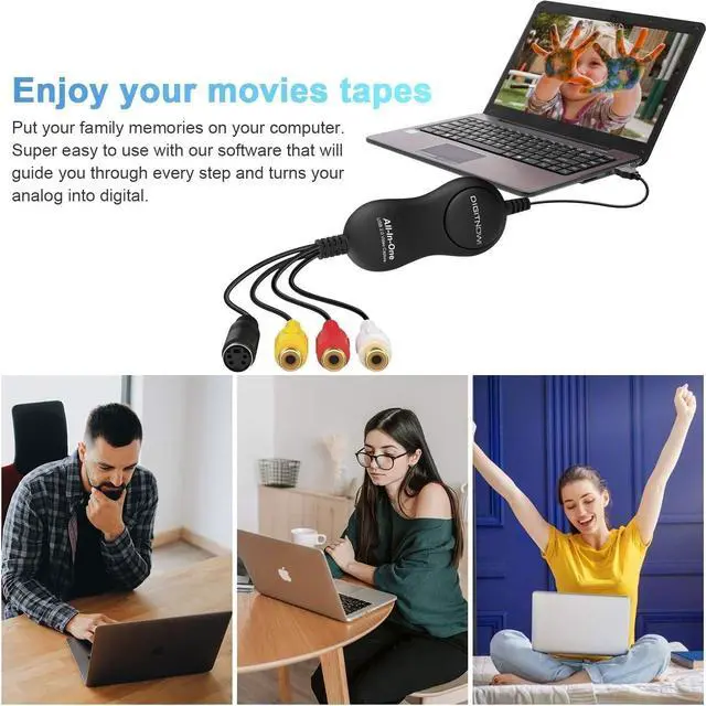 Alt view image 5 of 5 - USB 2.0 Video Capture Device, VHS to Digital Converter, VHS VCR TV to DVD Converter for MAC/PC/TV/Camcorder, MAC OS Windows Compatible