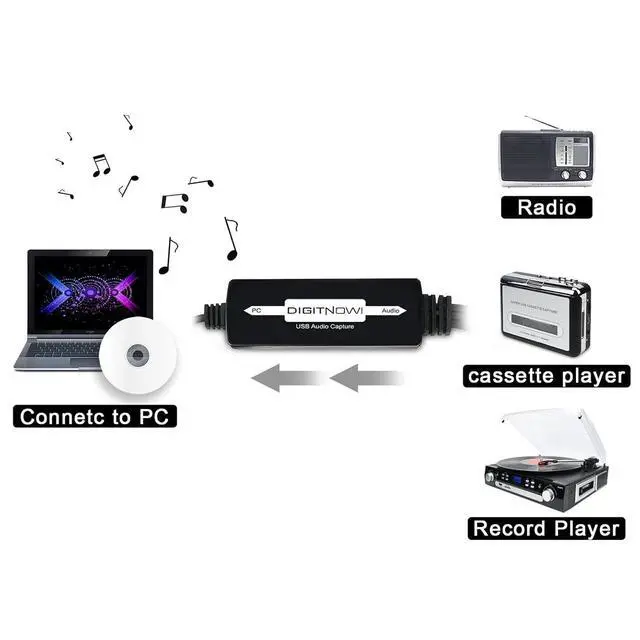 Alt view image 3 of 6 - DIGITNOW USB 2.0 Audio Capture Card,Cassette Converter,Cassette to Digital,Cassette to MP3 Converter,Support Mac & Windows 10/8.1/8 / 7 / Vista/XP