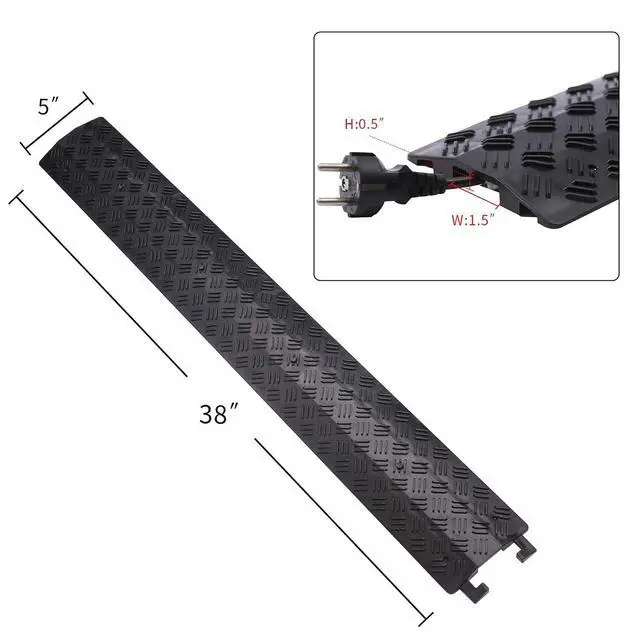 Alt view image 2 of 6 - Small 2 Pack - Floor Cord Cover Cord Protector Drop Over Drop Trak Cable Ramp for Office Warehouse - Black