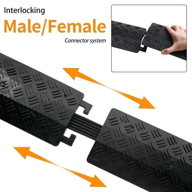 Alt view image 6 of 6 - Small 2 Pack - Floor Cord Cover Cord Protector Drop Over Drop Trak Cable Ramp for Office Warehouse - Black
