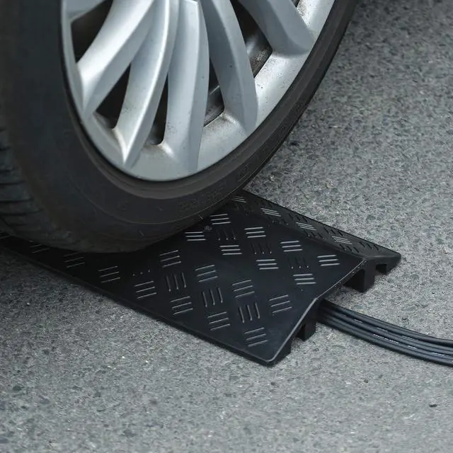 Alt view image 5 of 6 - Medium 1 Piece - Floor Cord Cover Cord Protector Drop Over Drop Trak Cable Ramp for Office Warehouse - Black