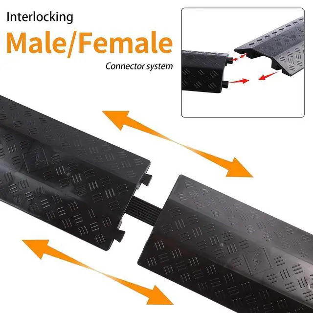 Alt view image 6 of 6 - Medium 1 Piece - Floor Cord Cover Cord Protector Drop Over Drop Trak Cable Ramp for Office Warehouse - Black