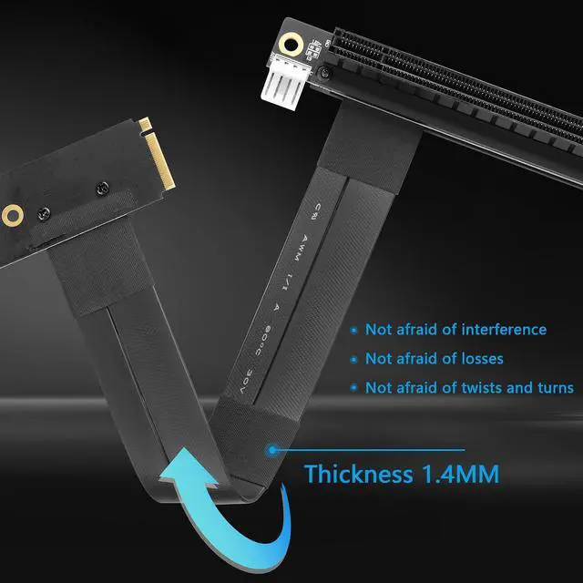 Alt view image 4 of 5 - M.2 NGFF to PCI-e 16x Graphics Riser Card,90 Degree Right M.2 NGFF Key to PCI-Express 16X Extension Cable