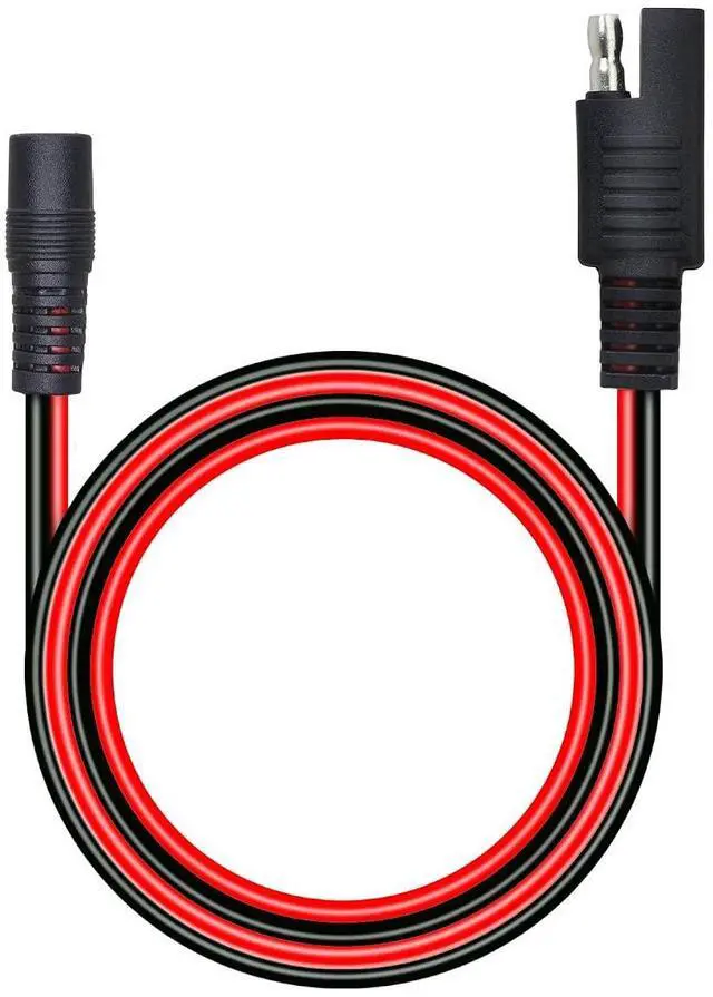 Main image of 60cm 14AWG DC 5.5mm x 2.1mm Female to SAE 2 Pin Quick Disconnect Wire Harness Extension Cable for Portable Powers, Motorcycle Solar Panel Charger (F Black)