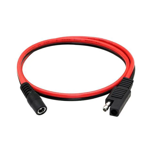 Alt view image 2 of 6 - 60cm 14AWG DC 5.5mm x 2.1mm Female to SAE 2 Pin Quick Disconnect Wire Harness Extension Cable for Portable Powers, Motorcycle Solar Panel Charger (F Black)