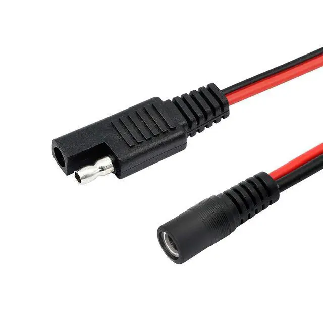 Alt view image 3 of 6 - 60cm 14AWG DC 5.5mm x 2.1mm Female to SAE 2 Pin Quick Disconnect Wire Harness Extension Cable for Portable Powers, Motorcycle Solar Panel Charger (F Black)
