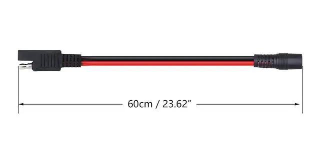 Alt view image 5 of 6 - 60cm 14AWG DC 5.5mm x 2.1mm Female to SAE 2 Pin Quick Disconnect Wire Harness Extension Cable for Portable Powers, Motorcycle Solar Panel Charger (F Black)