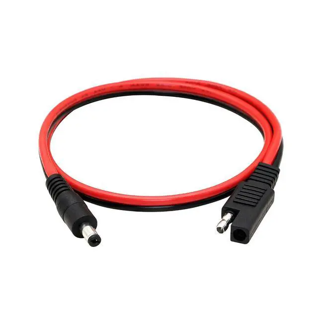 Alt view image 2 of 6 - 60cm 14AWG DC 5.5mm x 2.1mm Male to SAE 2 Pin Quick Disconnect Wire Harness Extension Cable for Portable Powers, Motorcycle Solar Panel Charger (M Black)