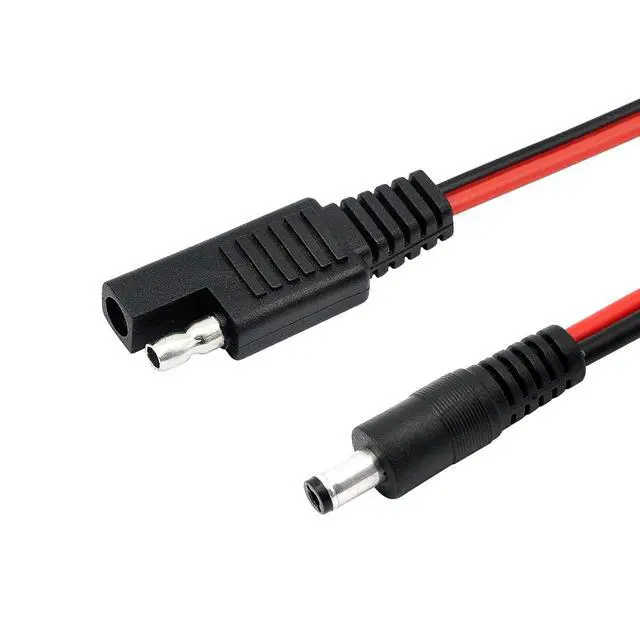 Alt view image 3 of 6 - 60cm 14AWG DC 5.5mm x 2.1mm Male to SAE 2 Pin Quick Disconnect Wire Harness Extension Cable for Portable Powers, Motorcycle Solar Panel Charger (M Black)