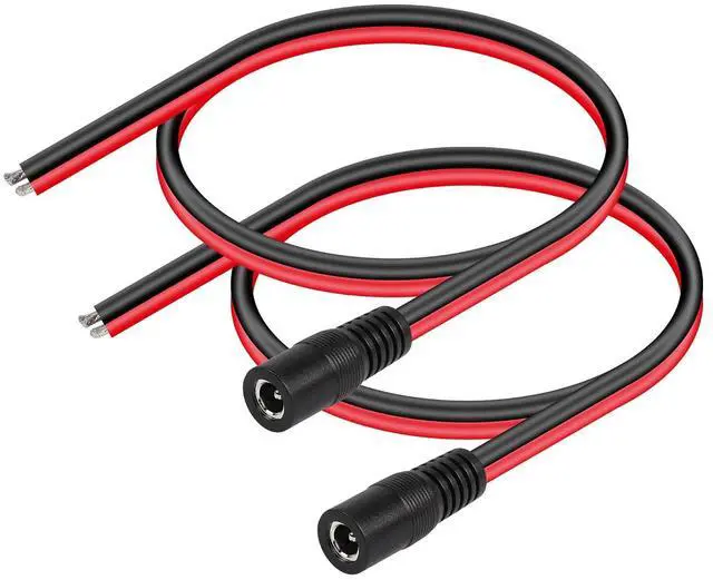 Main image of DC5521 Power Pigtails Cable, 0.3m 1ft 14AWG 5.5mm x 2.1 mm DC Female Bare Wire Open End Power Wire,DC Supply Repair Cable for CCTV Security Camera LED Strip Light Etc(2-Pack) (0.3m Black-F)
