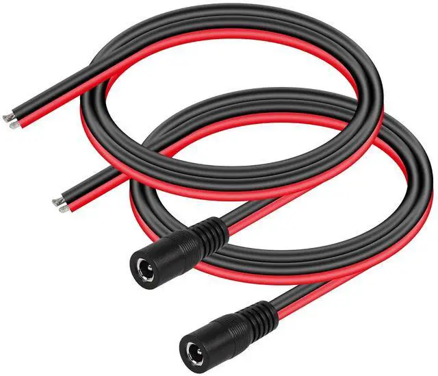 Main image of DC5521 Power Pigtails Cable,1.64ft 14AWG 5.5mm x 2.1 mm DC Female Bare Wire Open End Power Wire,DC Supply Repair Cable for CCTV Security Camera LED Strip Light Etc(2-Pack) (0.5m Black-F)
