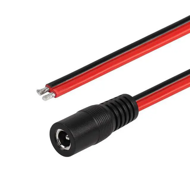 Alt view image 3 of 5 - DC5521 Power Pigtails Cable, 3.2FT 14AWG 5.5mm x 2.1 mm DC Female Bare Wire Open End Power Wire,DC Supply Repair Cable for CCTV Security Camera LED Strip Light Etc(2-Pack) (1m Black-F)