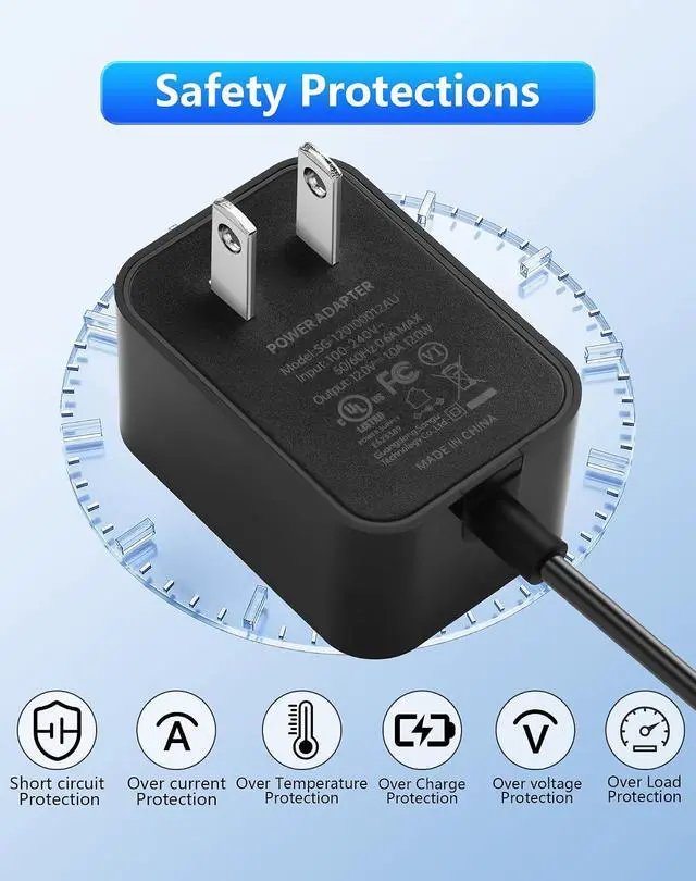 Alt view image 4 of 7 - 12V 1A 12W Power Supply AC to DC 5.5 x 2.1mm Adapter, 100-240V 50-60Hz AC to DC5521 12 V Cord for CCTV Camera,Speakers, LED Strip Light - 4.92 FT