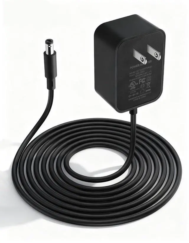 Main image of 12V 2A 24W Power Supply AC to DC 5.5 x 2.1mm Adapter, 100-240V 50-60Hz AC to DC5521 12 V Cord for CCTV Camera,Speakers, LED Strip Light - 4.92 FT