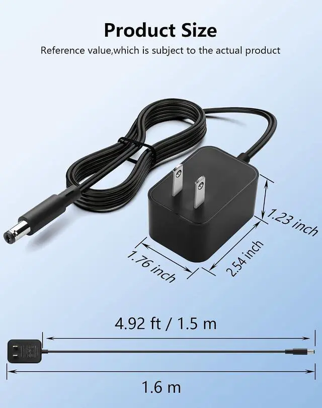 Alt view image 7 of 7 - 12V 2A 24W Power Supply AC to DC 5.5 x 2.1mm Adapter, 100-240V 50-60Hz AC to DC5521 12 V Cord for CCTV Camera,Speakers, LED Strip Light - 4.92 FT
