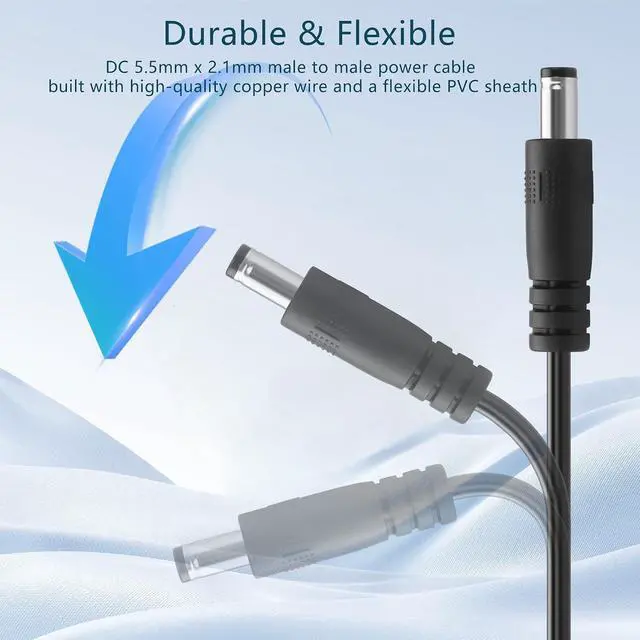 Alt view image 5 of 7 - 2Pack DC 5.5mm x 2.5mm Male to Male Coiled Power Extension Cable DC5525 Power Adapter Cord for CCTV Cameras, LED Strip Lights, Low Voltage Devices