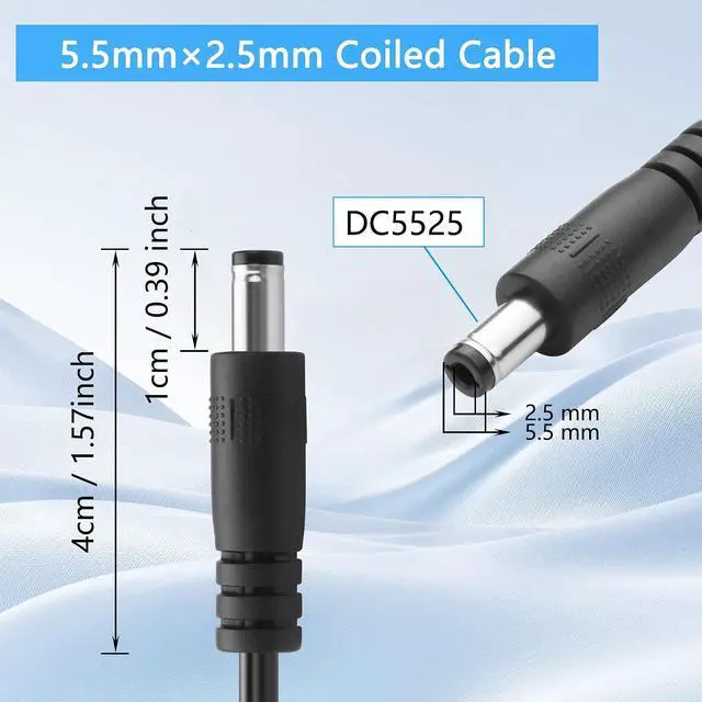 Alt view image 6 of 7 - 2Pack DC 5.5mm x 2.5mm Male to Male Coiled Power Extension Cable DC5525 Power Adapter Cord for CCTV Cameras, LED Strip Lights, Low Voltage Devices