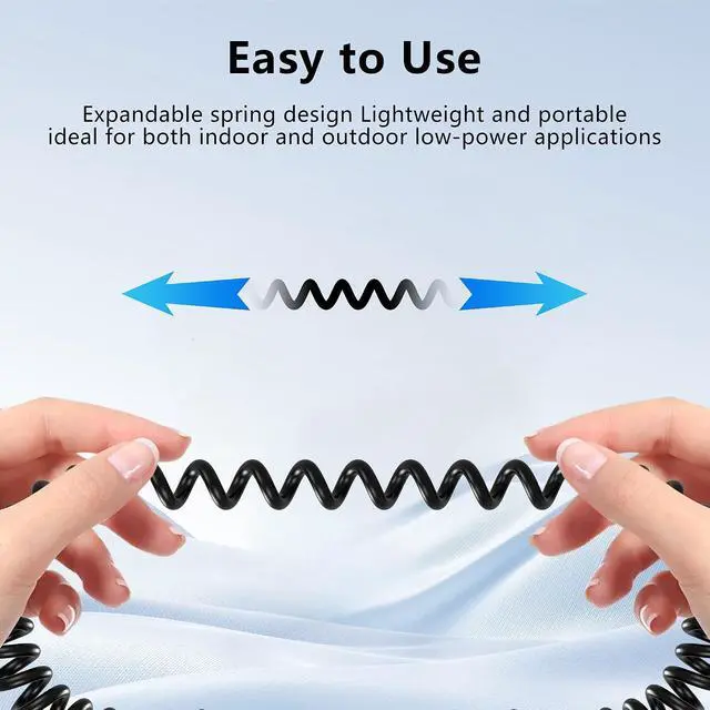 Alt view image 7 of 7 - 2Pack DC 5.5mm x 2.5mm Male to Male Coiled Power Extension Cable DC5525 Power Adapter Cord for CCTV Cameras, LED Strip Lights, Low Voltage Devices