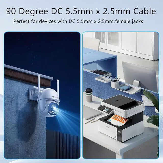 Alt view image 5 of 7 - 2Pack 90 Degree DC 5.5mm x 2.5mm Male to Male Coiled Power Extension Cable DC5525 Power Adapter Cord for CCTV Cameras, LED Strip Lights, Low Voltage Devices