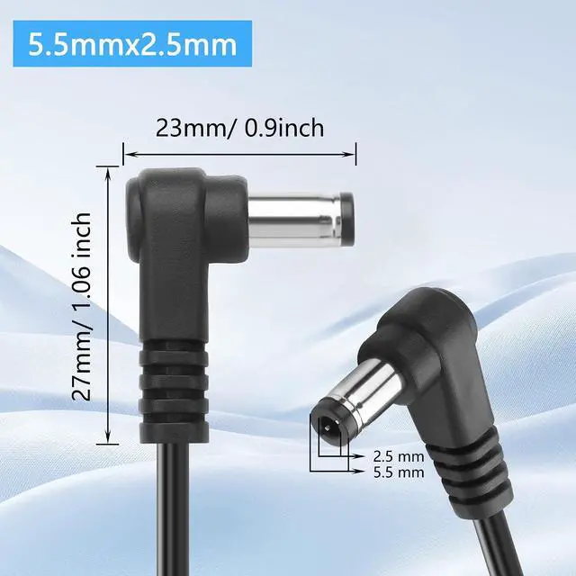 Alt view image 6 of 7 - 2Pack 90 Degree DC 5.5mm x 2.5mm Male to Male Coiled Power Extension Cable DC5525 Power Adapter Cord for CCTV Cameras, LED Strip Lights, Low Voltage Devices